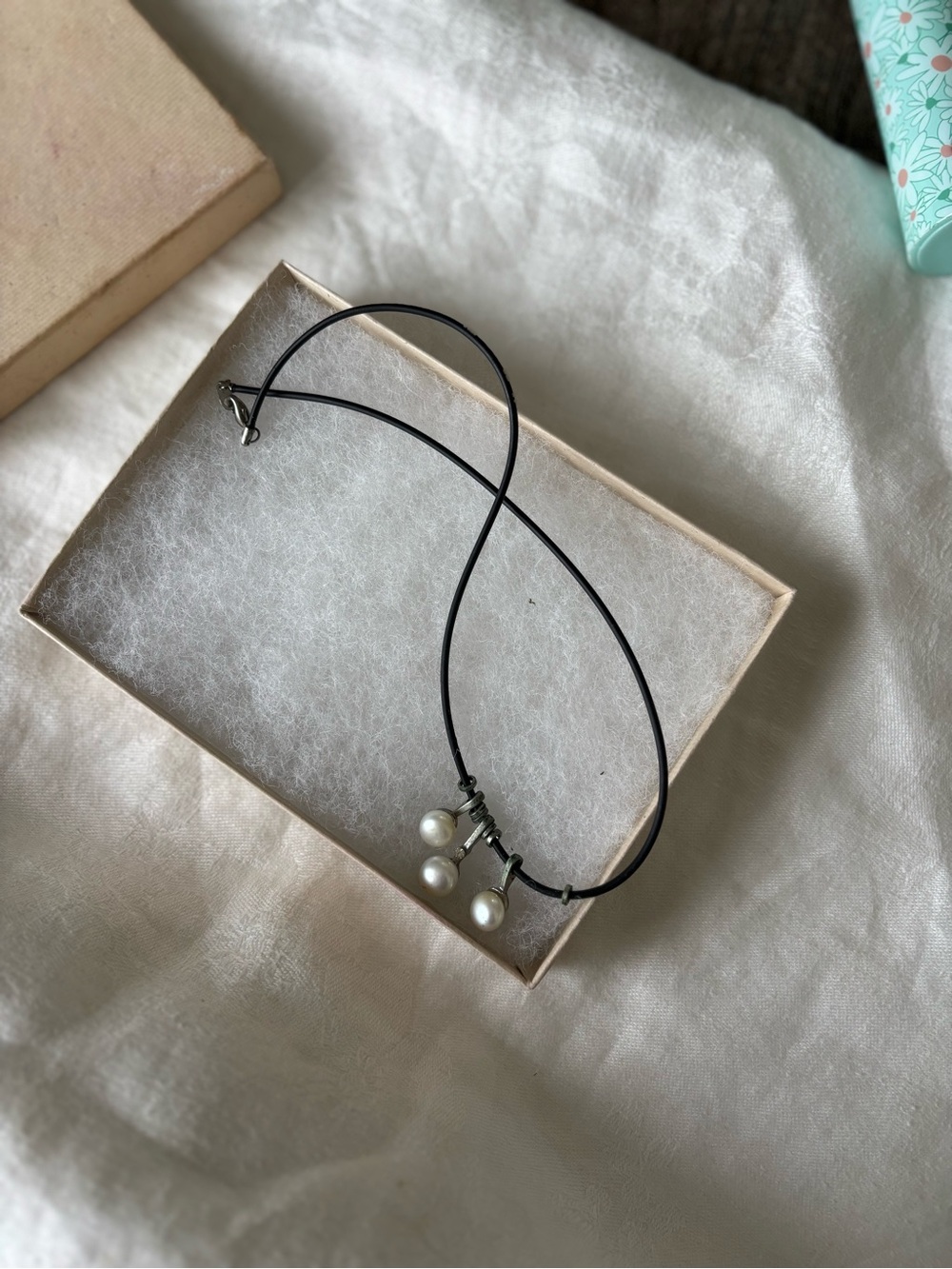 Pearl Pendant Black Cord Necklace - Women Jewelry